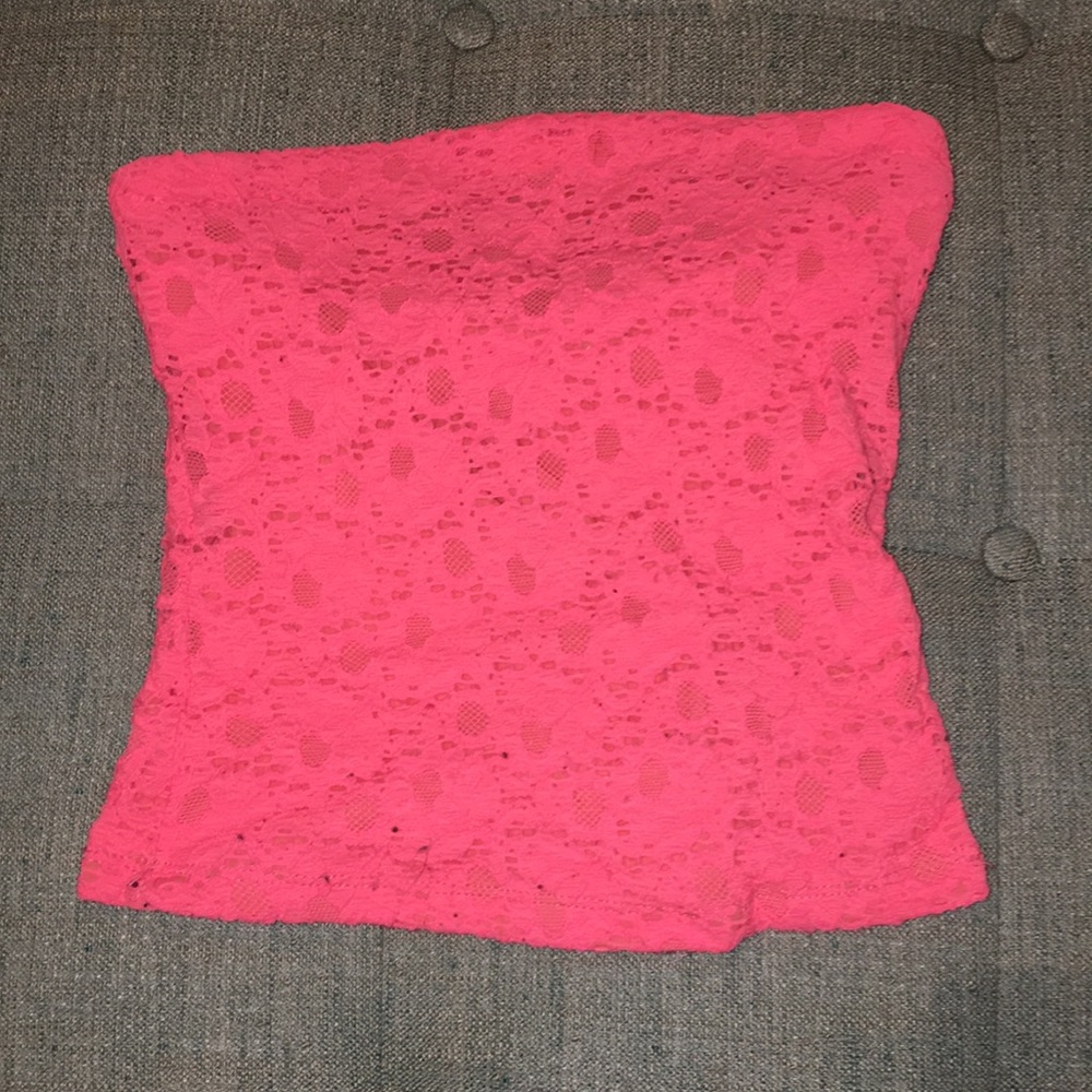 Silence + Noise pink embroidered tube top